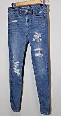 American Eagle Hi Rise Jegging 4 x 31'' Distres Destroyed Jeans Super Stretch X