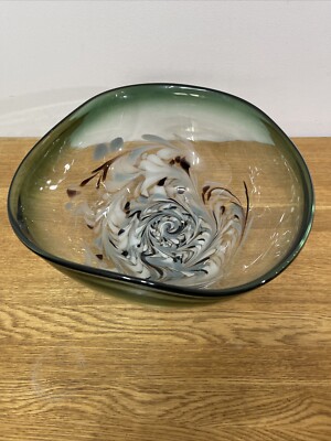 Voyage Glasschale in Wirbeloptik 29 cm 13 grünes Glas mit schwarz/grau/weißen Wirbeln