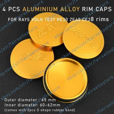4 x 65mm für Rays Volk Gold Aluminium Nabendeckel Nabenkappen Rim Hub Cap