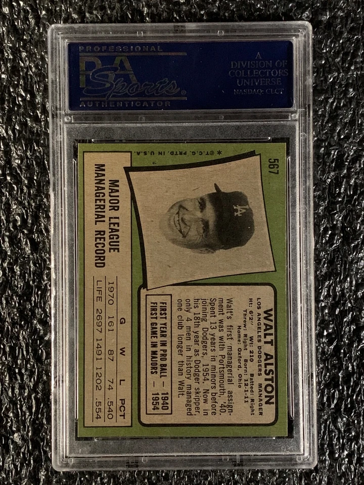 1971 Topps Baseball #567 Walt Alston PSA 8 - Image 2 of 2