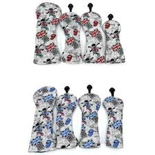 Leather UK Flag Skull Golf Club Set Head Cover Driver Wood Hybrid UT Head Covers