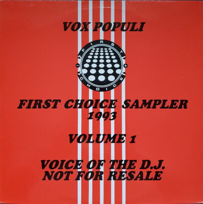 Various - Vox Populi: First Choice Sampler 1993 Volume 1 (2x12'', Promo)