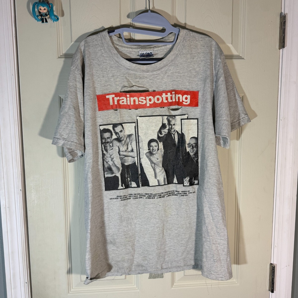 VTG Trainspotting Choose Life sz L Gray Tee Shirt Movie Promo