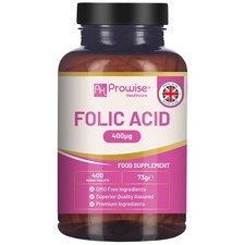 Folic Acid Tablets 400 mcg - 400 Vegan Vitamin B9 Tablets