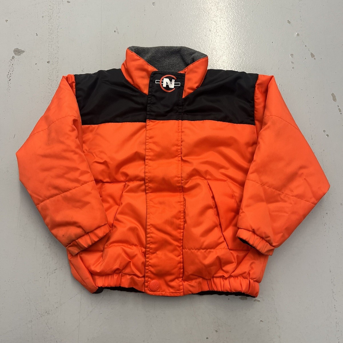 Vintage Nautica Competitions Orange Black Reversible Puffer Jacket