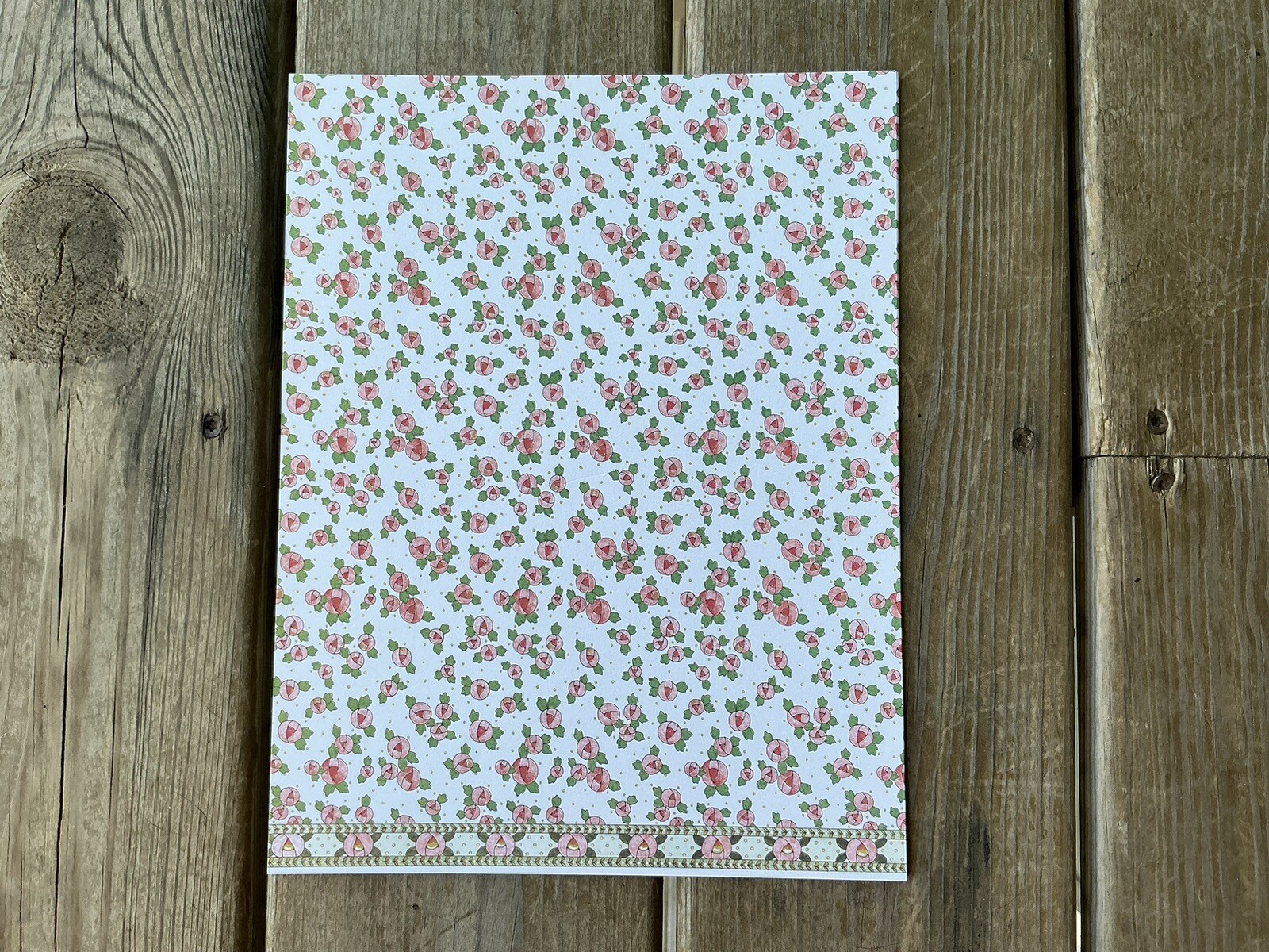 Posies 8.5 X 11 Inch Scrapbook Paper Nice Boarder Of Posies