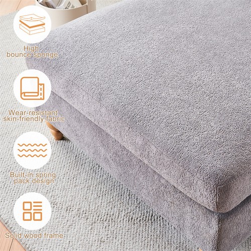 Modern Oversized Chaise Lounge Couches Sleeper Sofa Armchairs w/Wood Legs-Gray - Picture 4 of 22