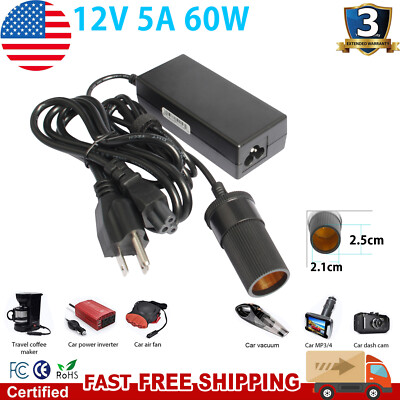 5 amp cigarette lighter adapter DC 12V 5A 60W Car Cigarette Lighter Socket Power Converter Adapter Power  Supply