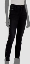  90 Inc International Concepts Women's Black Studded Skinny Jeans Pants Size 2