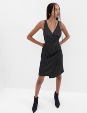 Gap NWT Black Satin Wrap Dress Size S