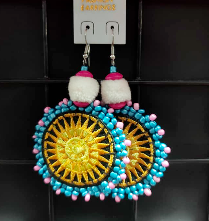 Women's Fabric Dangle Earrings from Thai Hill Tribe Ethnic Hippie Retro