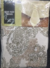 INDIA HARVEST Metallic Paisley Oblong Tablecloth 60 X 102" LINEN COTTON NEW