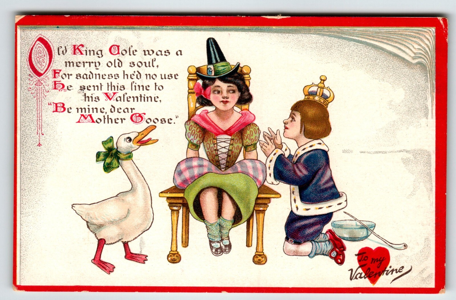 Valentines Day Postcard Old King Cole Mother Goose Nursery Rhyme Tuck 1909