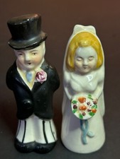 Vintage Porcelain Wedding Couple Cake Topper Occupied Japan 4" bride and groom