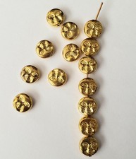 Gold Finish Face Pattern Metal Beads 8x8mm 14 PC  A22 
