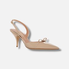 Ferragamo Women's Beige Gylla 70 Slingback Pointed-Toe Pumps Shoes Size 9