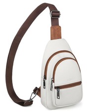 Women Sling Bag Crossbody Purse Vegan Leather Chest Bag with Adjustable Guita...