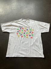 Vintage 90s Hang Loose Hawaii Puff Print Colorful Graphic Tourist Shirt Gray XL