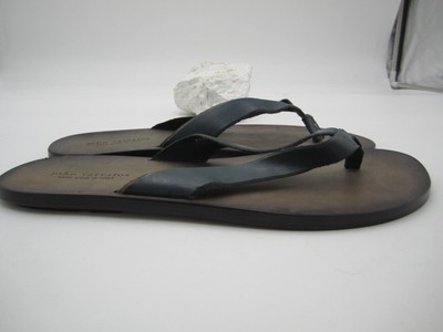 John Varvatos Black Brown Leather Flip Flop men display picture 1