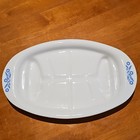 CorningWare Cornflower Blue Oval Platter Floral Glossy Ceramic — photo 1