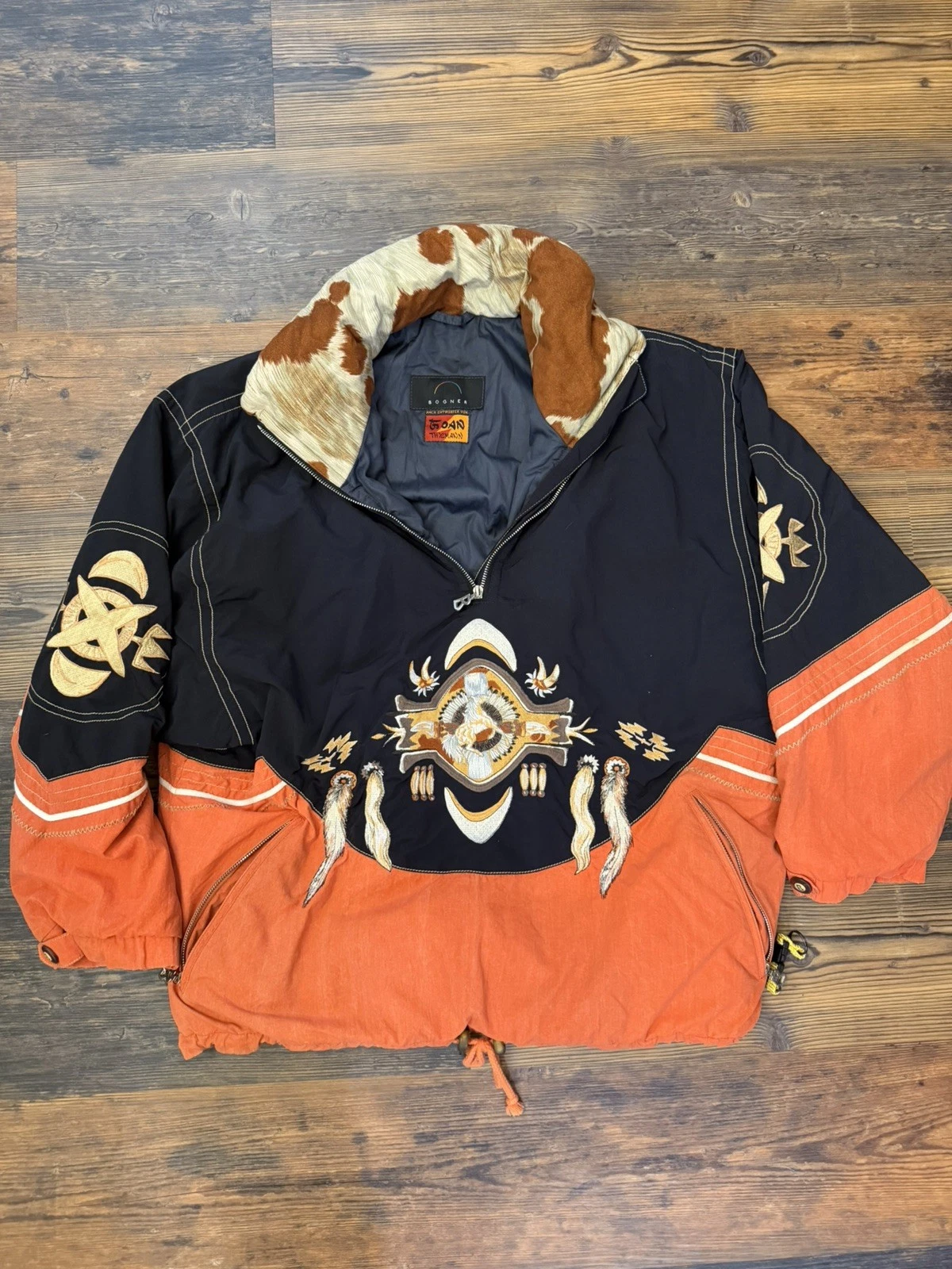 Vtg Bogner Western Embroidered SnowSki Jacket Small Quarter Zip Made In USA Rare