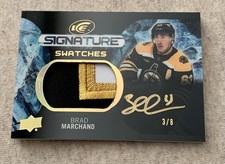 2023-24 UD Ice Sig. Swatches Brad Marchand Auto Jersey Boston Bruins #SS-BM 3/8
