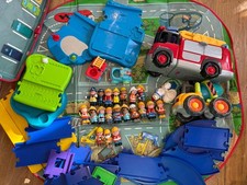 ELC Happyland Construction, Fireman, Police Figures Vehicles Track Box/Playmat