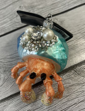Coastal Robert Stanley Jeweled Hermit Crab Glass Christmas Ornament Ocean Beach