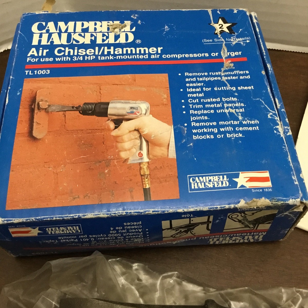 Campbell Hausfeld Air Chisel Hammer Impact Gun TL1003 with 4