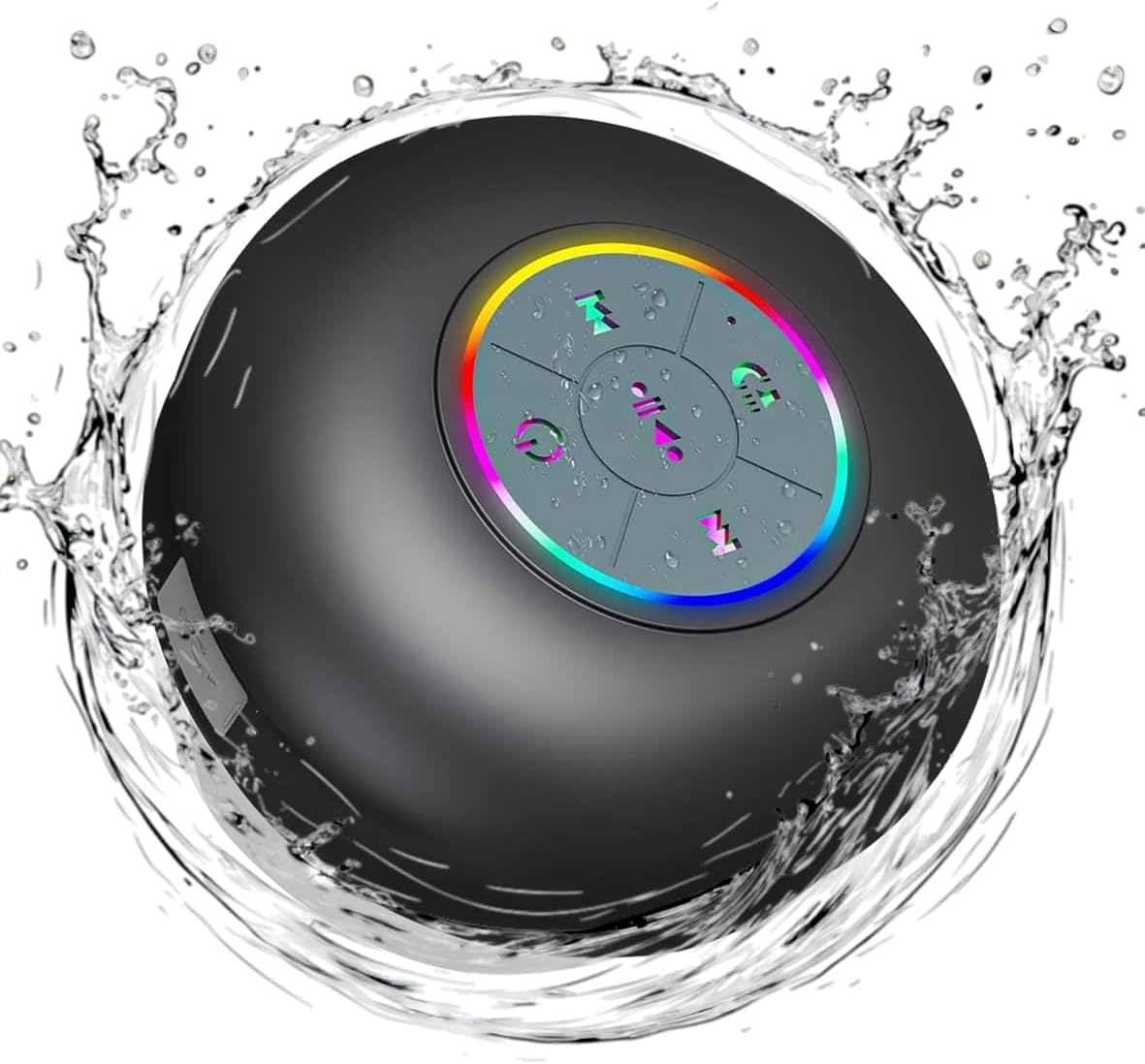 Waterproof Bluetooth Shower Speaker with Colorful LED Lights IPX4 Wireless Hands-Free Portable
