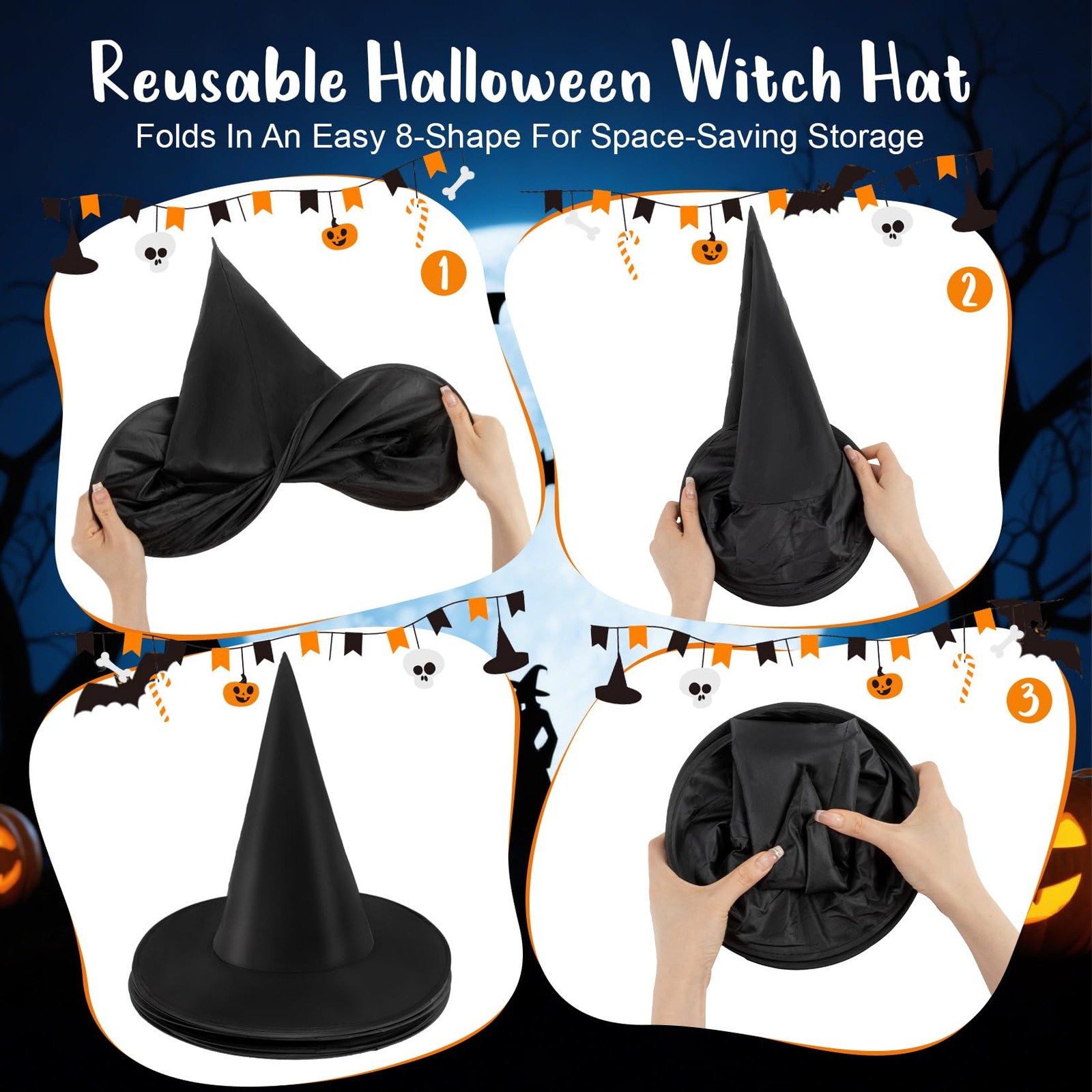 RAINFLOW Halloween Floating Witch Hats - Hanging Witches Hats,Black Witch Hat...