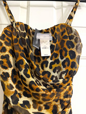 Express Leopard Print Cowl Neck Ruched Spaghetti Strap Mini Dress Size 6
