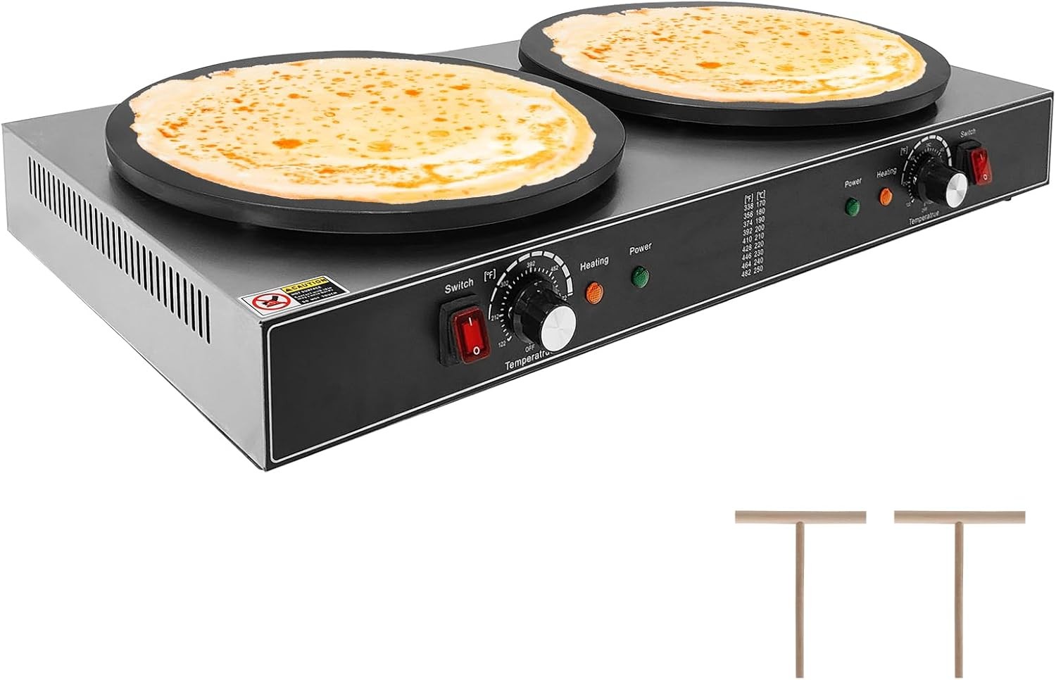 16 Inch Double Head Commercial Electric Crepe Maker Stainless Steel Griddle 110V