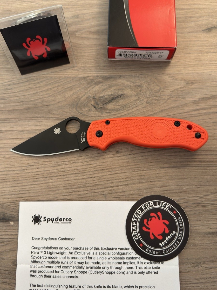 Spyderco Para 3 LW DLC CTS-XHP Orange FRN Cutlery Shoppe Exclusive