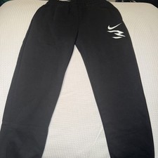 Nike 3 Brand Fleece Joggers Sweatpants Youth Boys Black M Embroidery Logo
