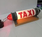 Vintage Glass Taxi Rooftop Lighted Sign - red/green lights - Taxicab Sign WORKS!