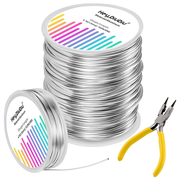 Aluminiumdraht Set 1.5Mm 50M + 1Mm 10M Mit Zange Basteldraht Schmuck DIY-image