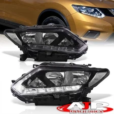 Black Clear OE Style LED DRL Head Lights Lamps Pair For 2014-2016 Nissan Rogue