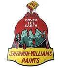 Vintage Sherwin Williams Paints Sign - Large Gas Pump Porcelain Advertising Sign