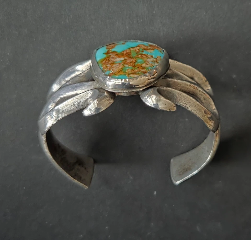 Armreif Silber, mit wunderschönem Türkis, sehr alt. - Bild 4 von 4