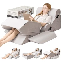 FifthQuarter 9PCS Orthopedic Bed Wedge Pillow Set for After Surgery Recovery