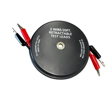 Cal-Hawk 2 Wire 20 FT Retractable Test Leads 18 Gauge Alligator Clips, CZATL220