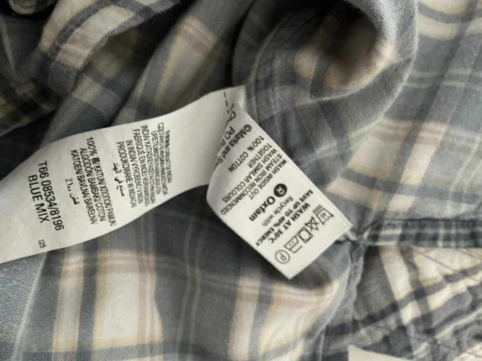 Marks & Spencer Indigo Women’s Brushed Cotton Flannel Shirt UK 22 Blue Check - Image 4 of 4