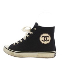 Chanel Vintage Coco Mark High-Top Sneakers Black Size 35 A01852.10