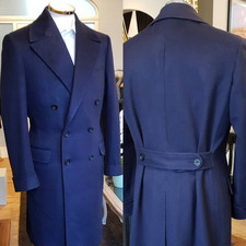 Wool Blend Men Long Overcoat with Belt Cashmere Coat Winter Business Outwear