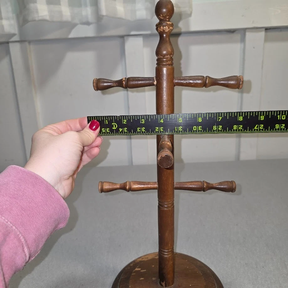 Estante de madera para tazas de café de 6 clavijas soporte para tazas de té soporte para árbol de madera núcleo de cabaña de colección Foto 3 de 4