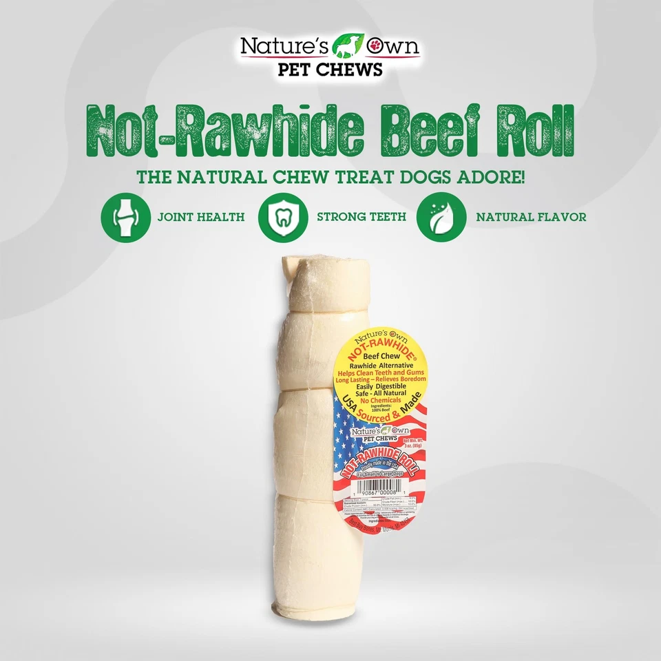 Beef Chew Rolls for Dogs Pack of 3 Gluten Free Natural Chewy Treats 8-10 Inch - Image 3 of 4