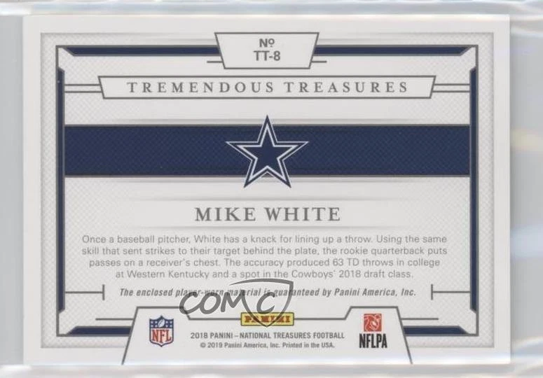 2018 Panini National Treasures Tremendous Rookies /99 Mike White #TT-8 RC - Image 2 of 2