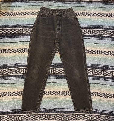 Vintage Lee Jeans Women's 8 Med Faded Black Denim Riders Leg High Rise Mom 26x28