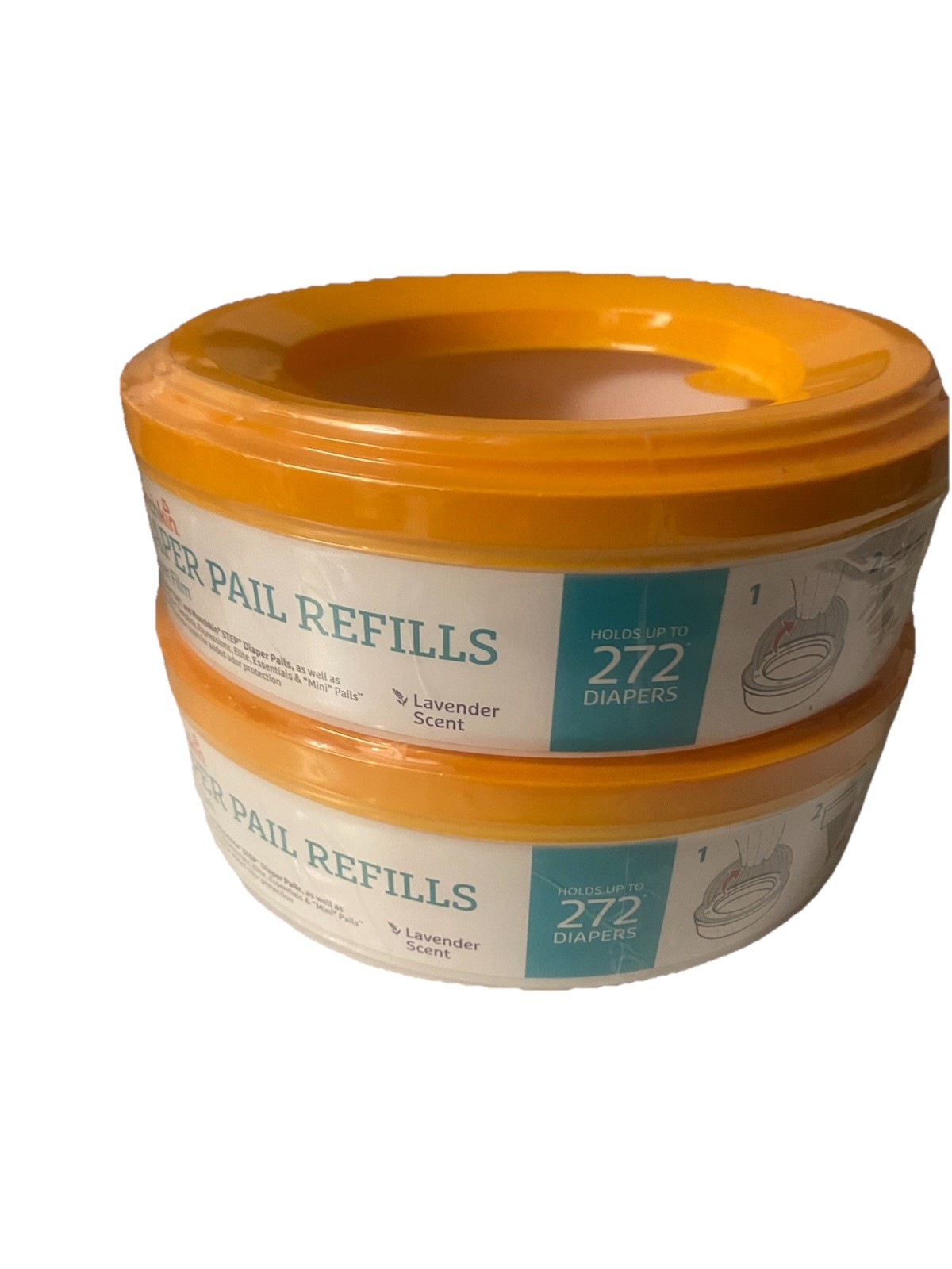Munchkin Diaper Pail Refills 7-Layer Film Lavender Scent Holds 272 2 PK